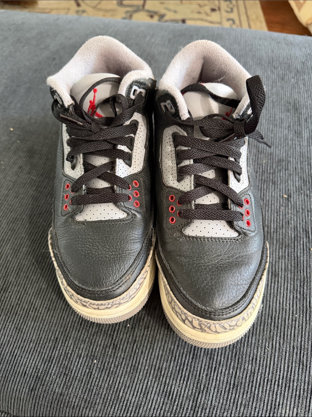 Jordan Kids Black and Gray Sneakers with Red Accents
